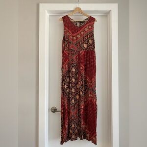MINKPINK Red Printed Boho Sleevless Maxi Dress